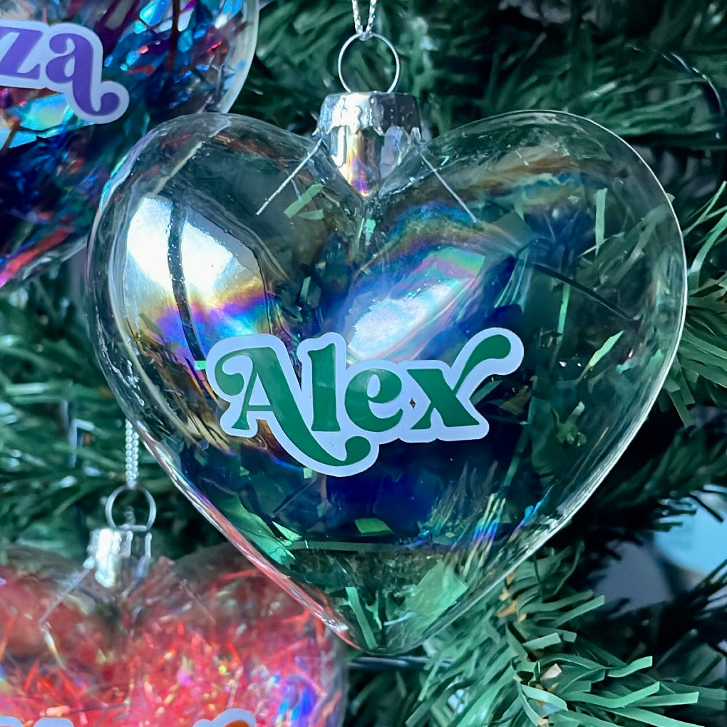 Iridescent Glass Heart Bauble