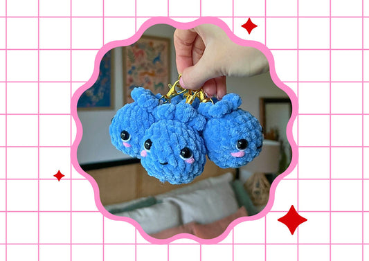 Crochet Blueberry Keychain