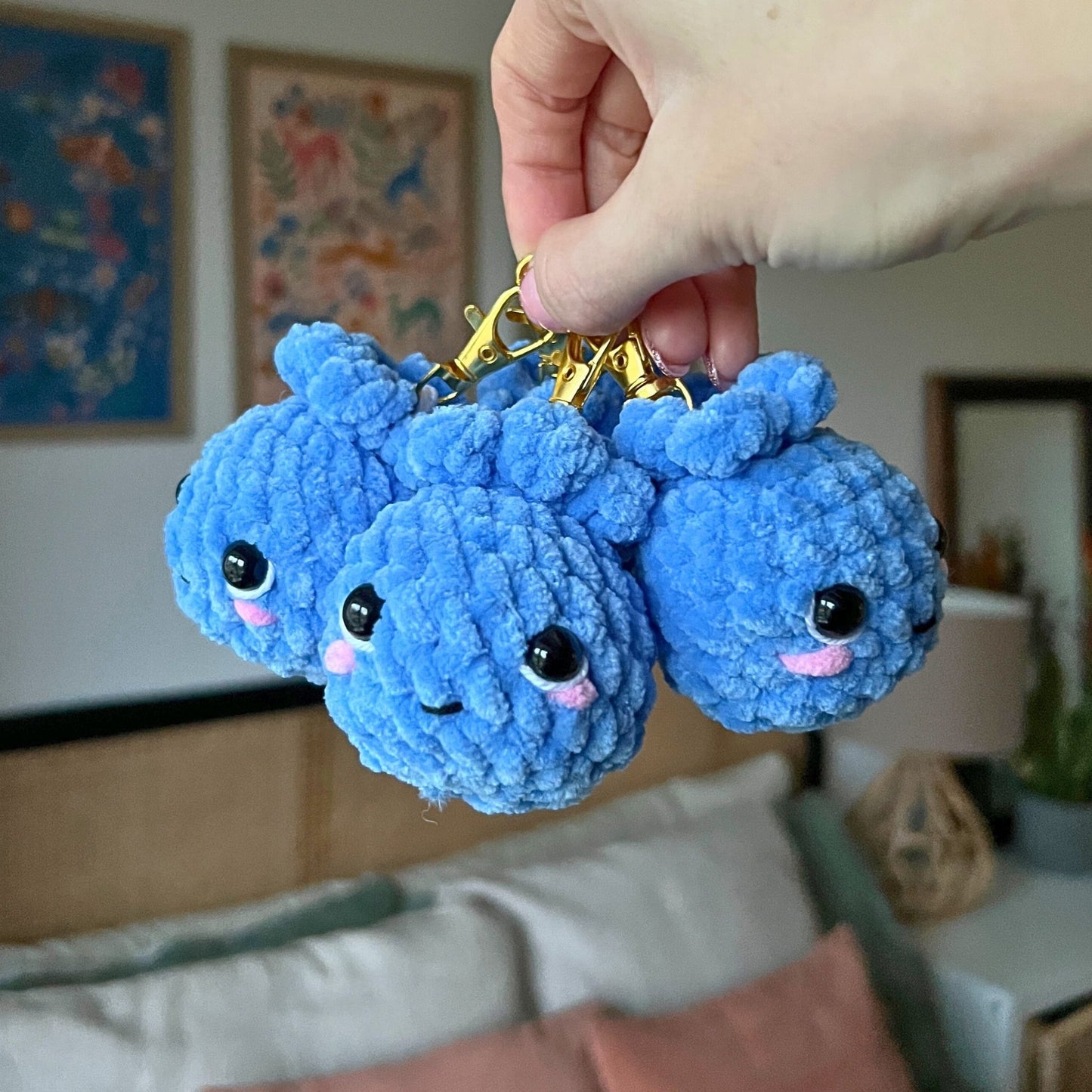 Crochet Blueberry Keychain