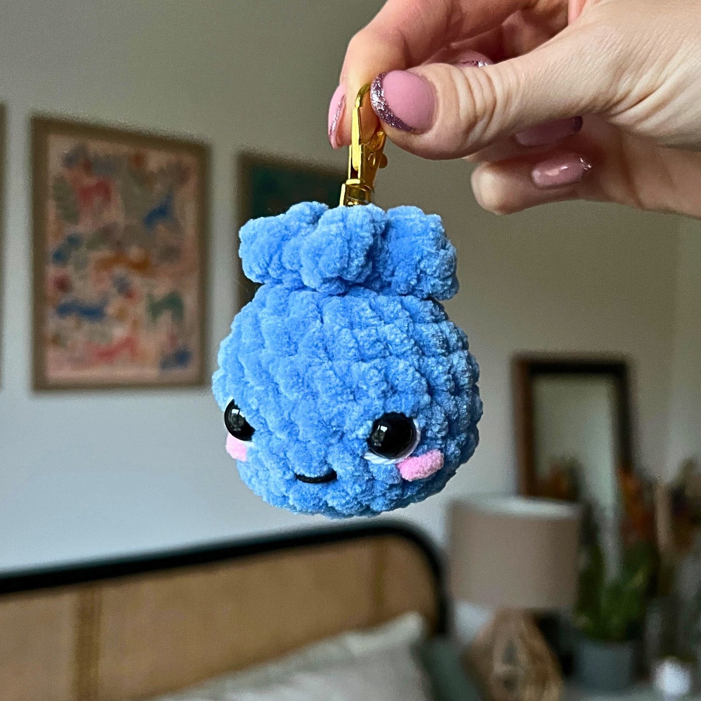 Crochet Blueberry Keychain