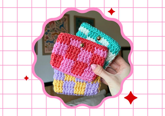 Crochet Checkerboard Card Holder