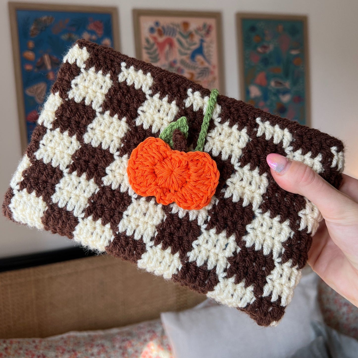Checkerboard Pumpkin Book Sleeve