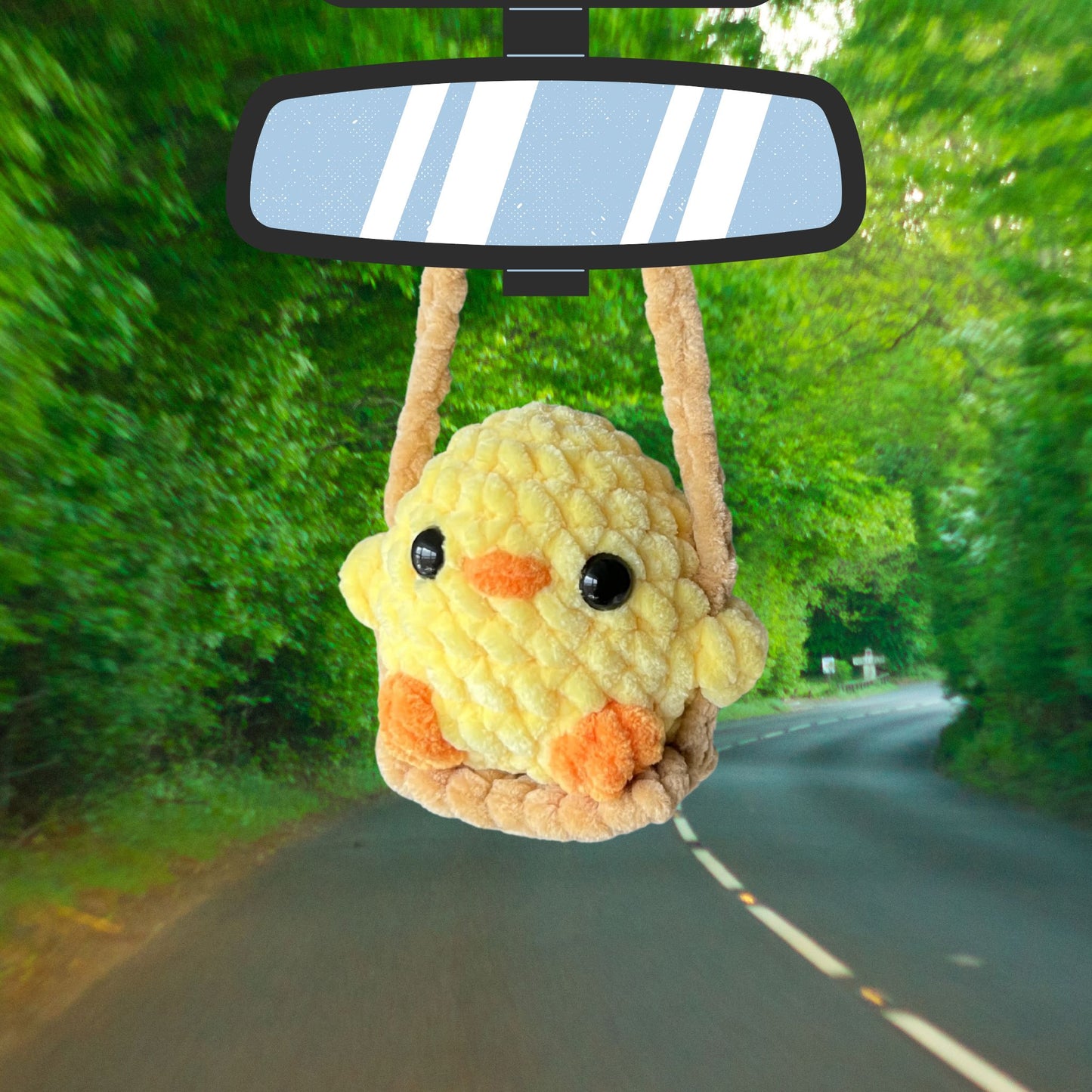 Crochet Chick on a Swing Car Charm