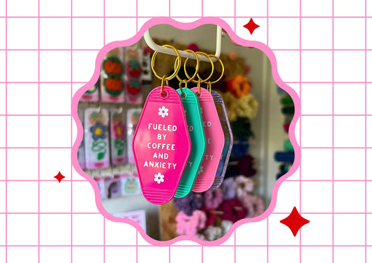 Fueled By Coffee & Anxiety Motel Keychain