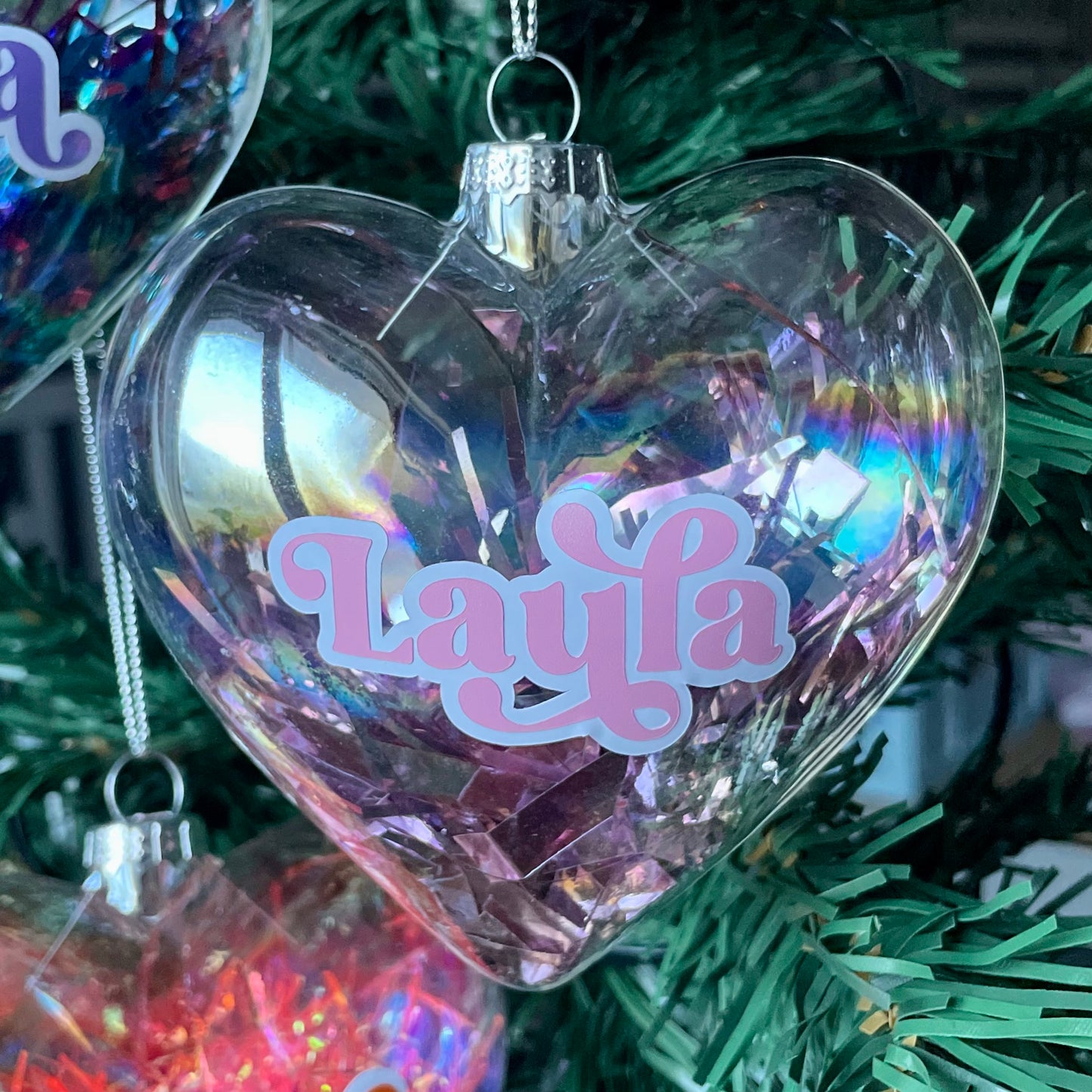 Iridescent Glass Heart Bauble