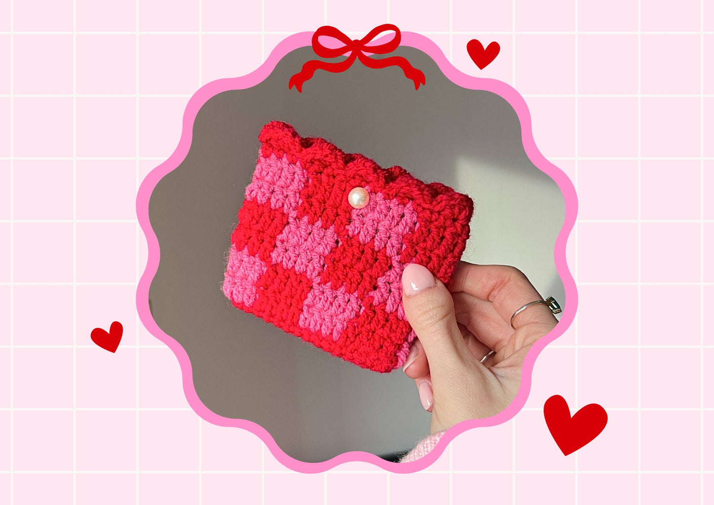 Crochet Love Checkerboard Card Holder