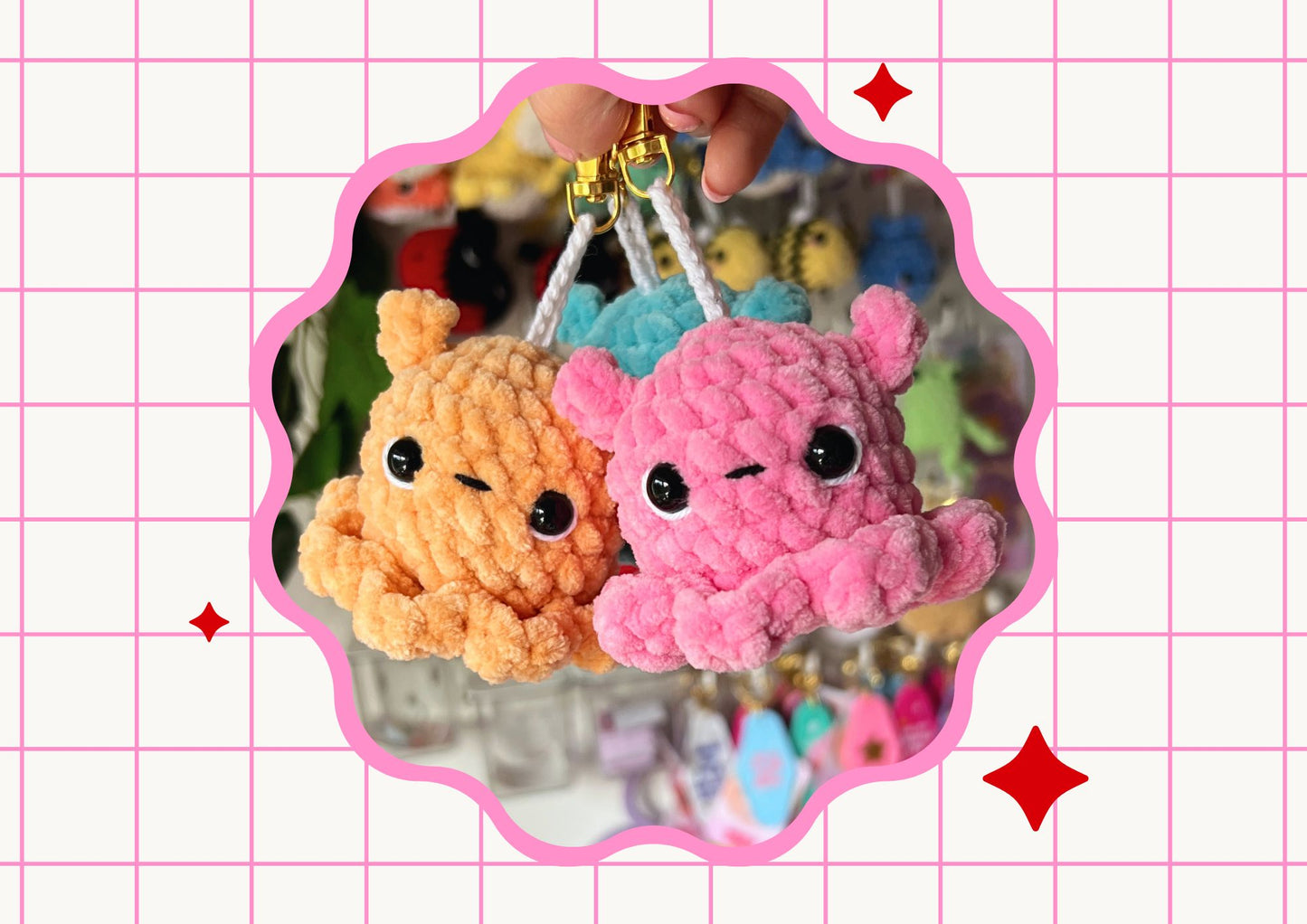 Crochet FlapJack Octopus Keychains