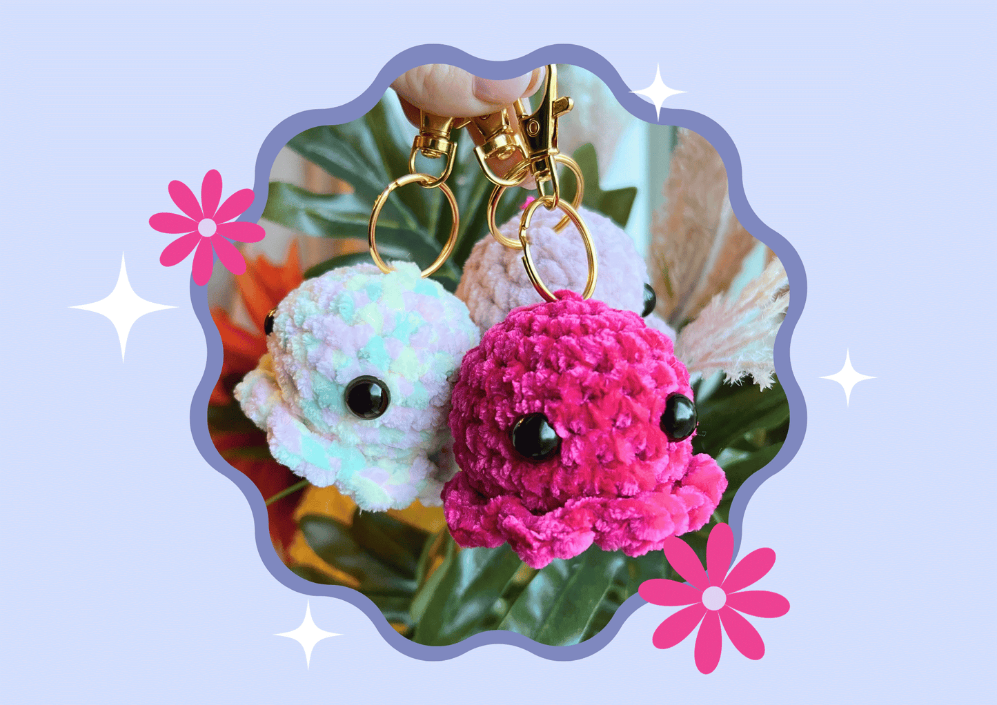 Crocheted Octopus Keychains