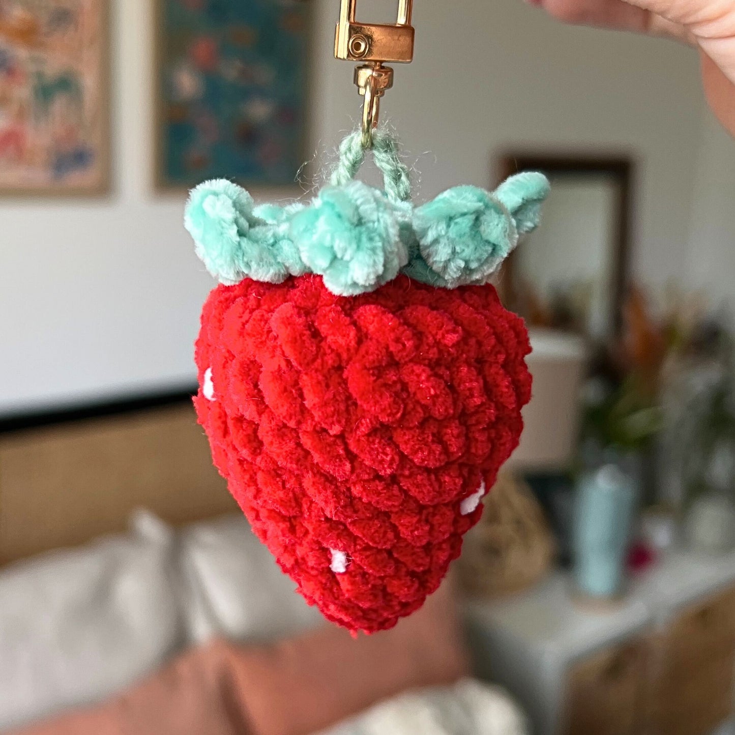Crochet Strawberry Keychains