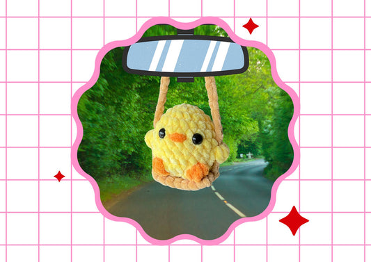 Crochet Chick on a Swing Car Charm