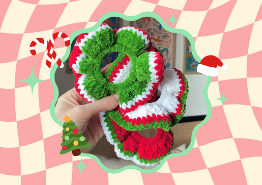Christmas Crochet Plush Scrunchies