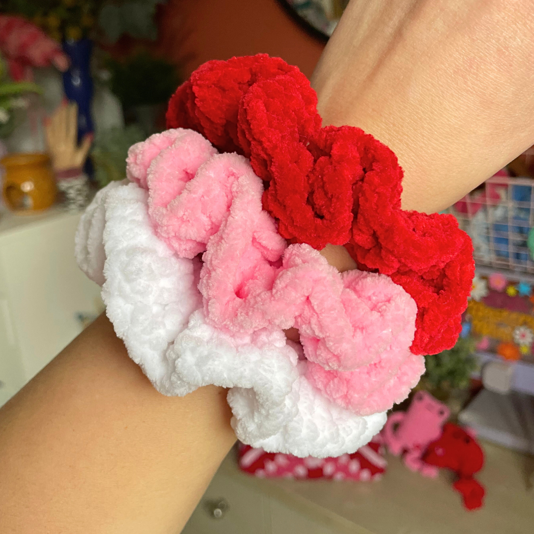 Valentine Crochet Plush Scrunchies