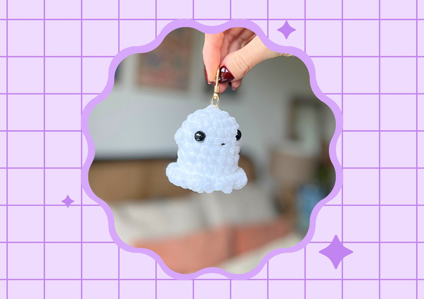 Crochet Ghost Keychain