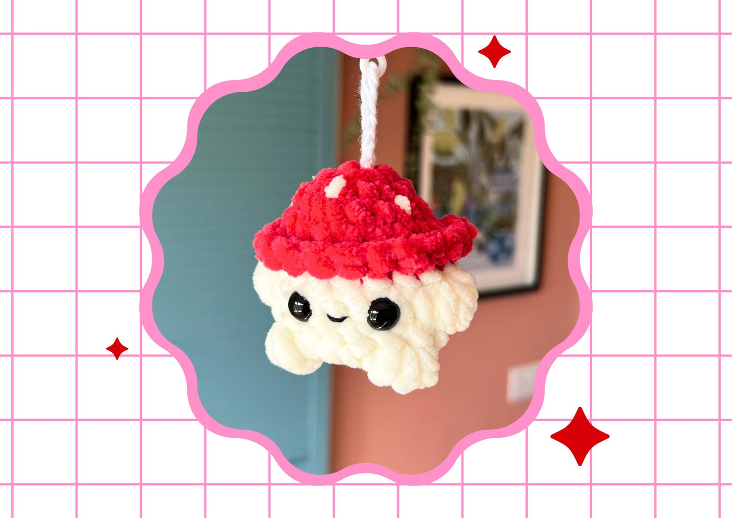 Crochet Mushroom Keychain