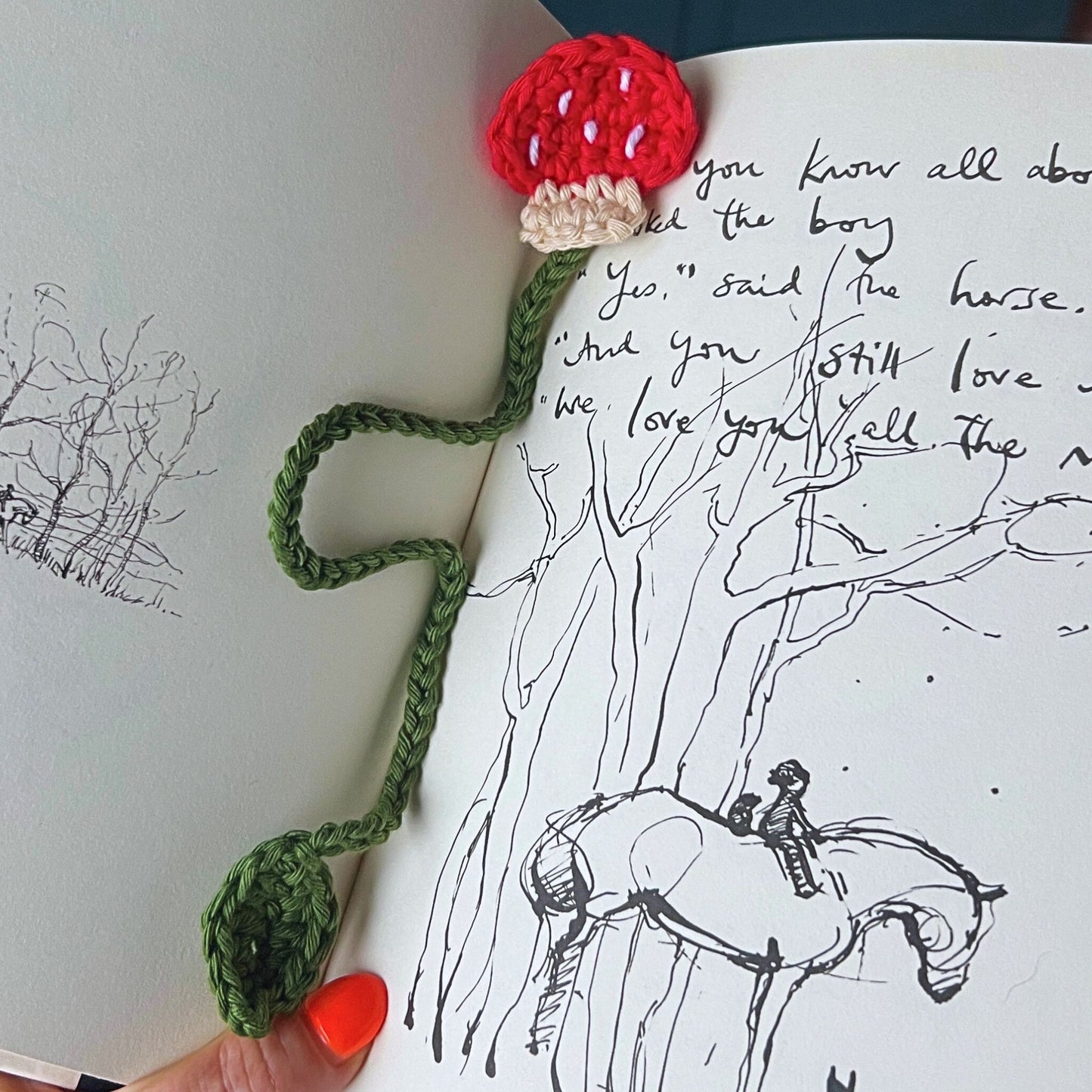 Crochet Mushroom Bookmark
