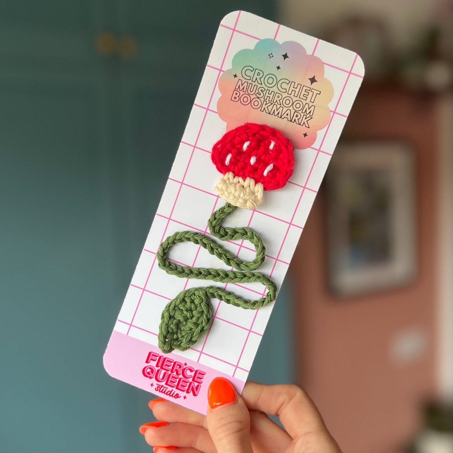 Crochet Mushroom Bookmark