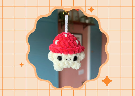 Crochet Mushroom Keychain