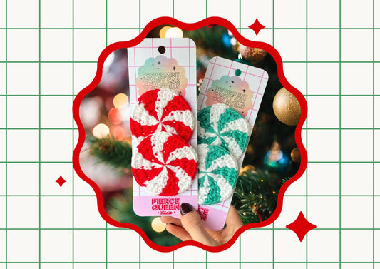 Crochet Peppermint Candy Car Coasters