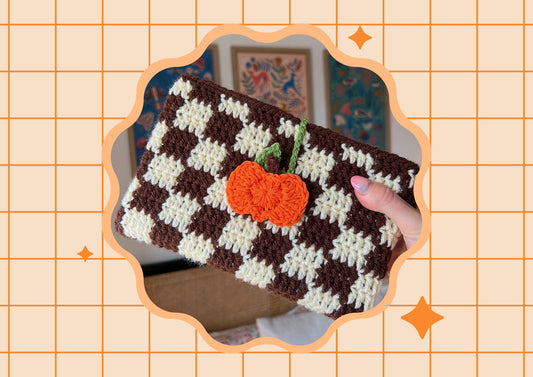 Checkerboard Pumpkin Book Sleeve