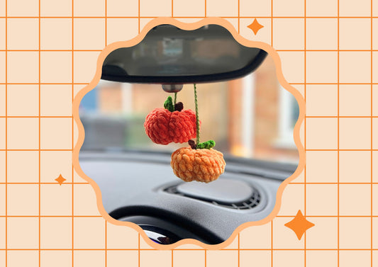 Crochet Pumpkins Car Mirror Decoration