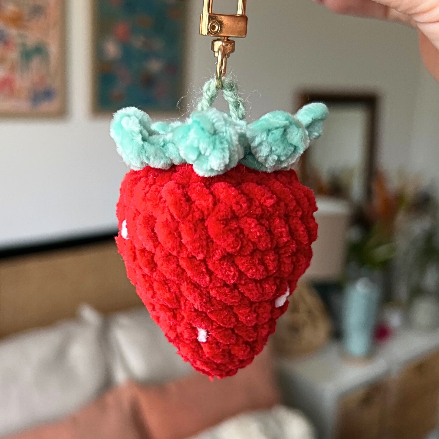 Crochet Strawberry Keychains