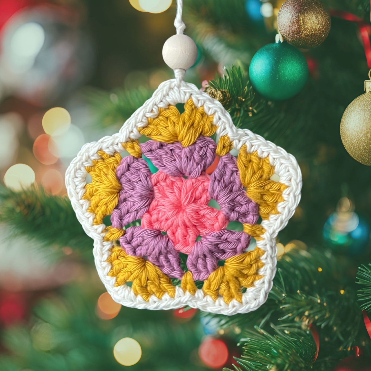 Crochet Granny Star Ornament