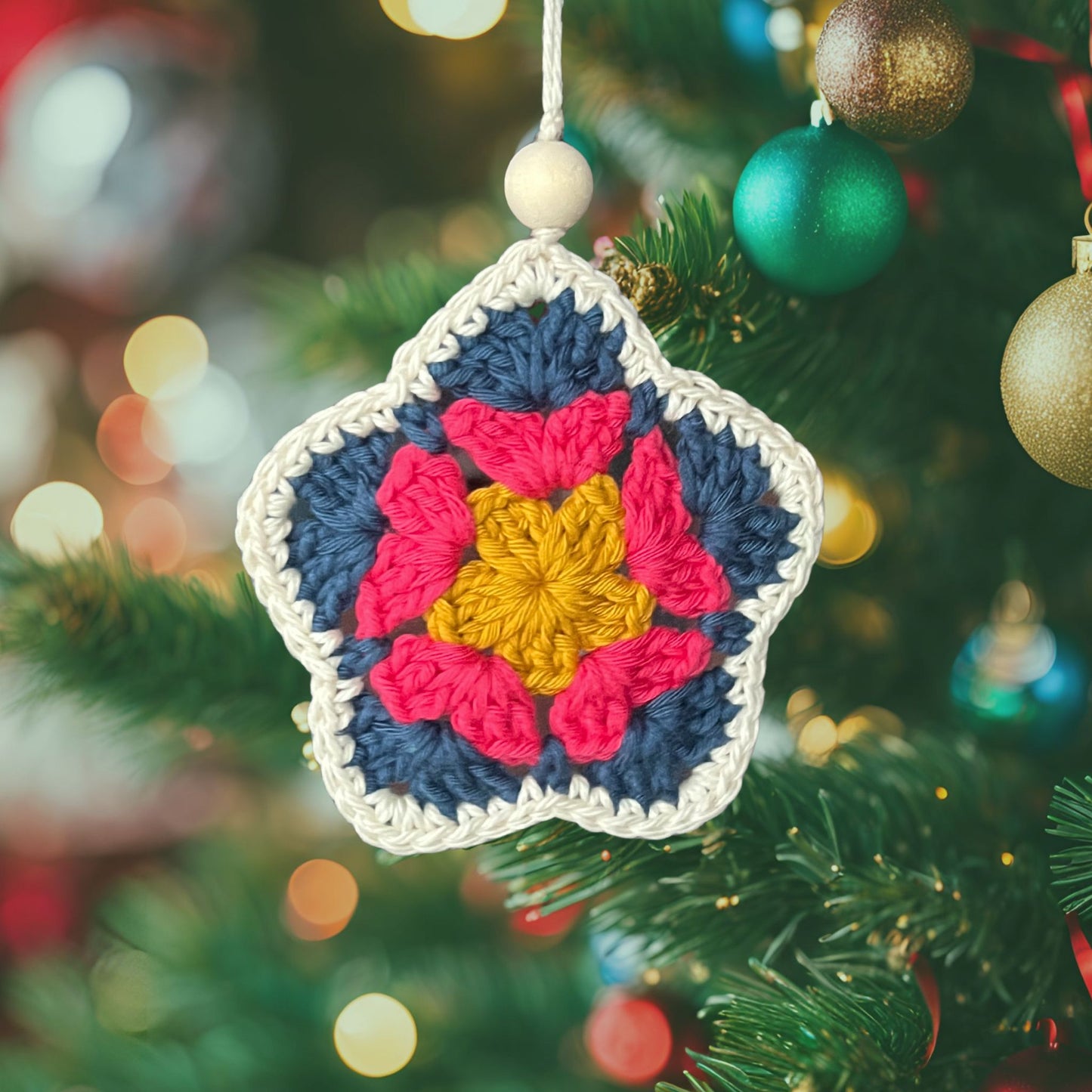 Crochet Granny Star Ornament