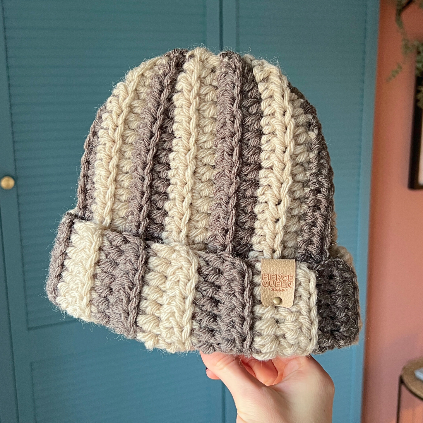 Crochet Striped Chunky Beanie (Child & Adult Sizes)