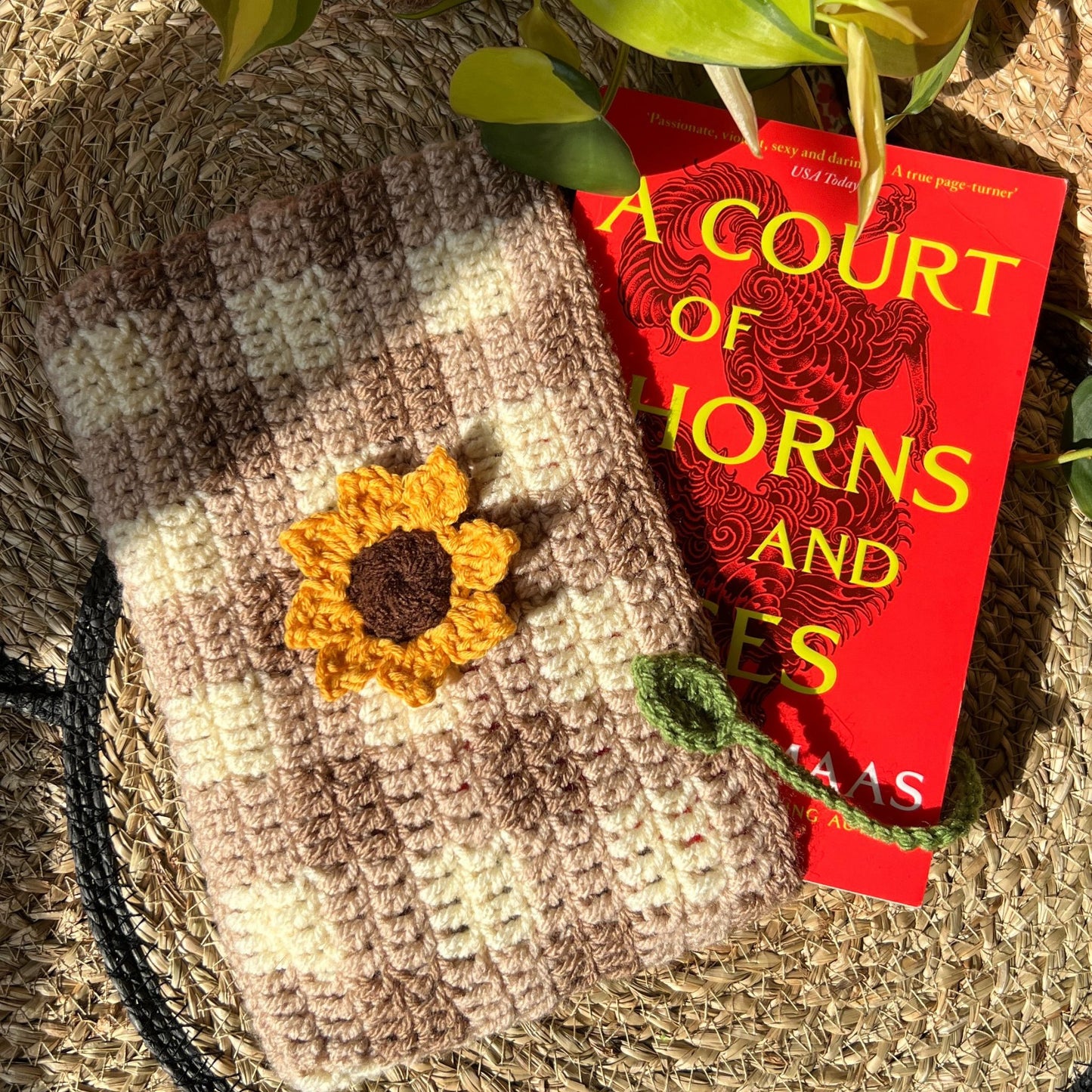 Plaid Sunflower Book Sleeve