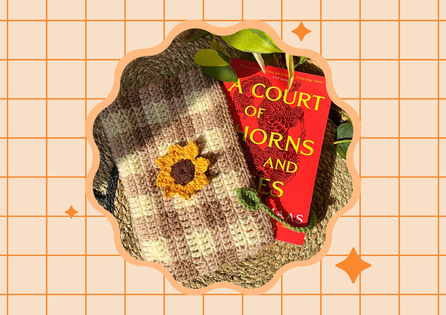 Plaid Sunflower Book Sleeve