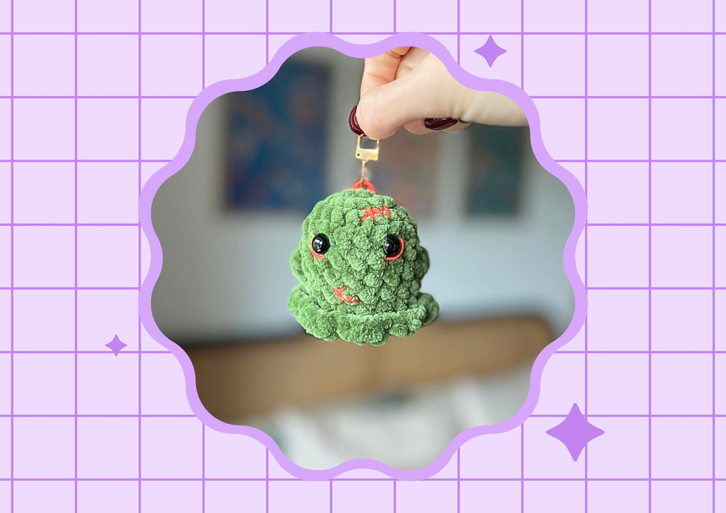 Crochet Zombie Ghost Keychain